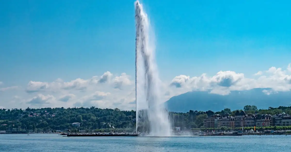 Qual è la città svizzera con il Jet d'Eau sul lago?